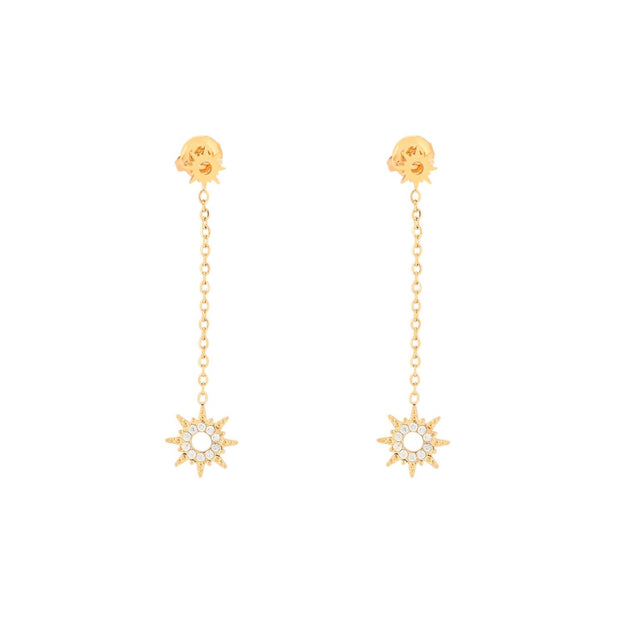 Boucles d'oreilles Alba en acier suspendu soleil