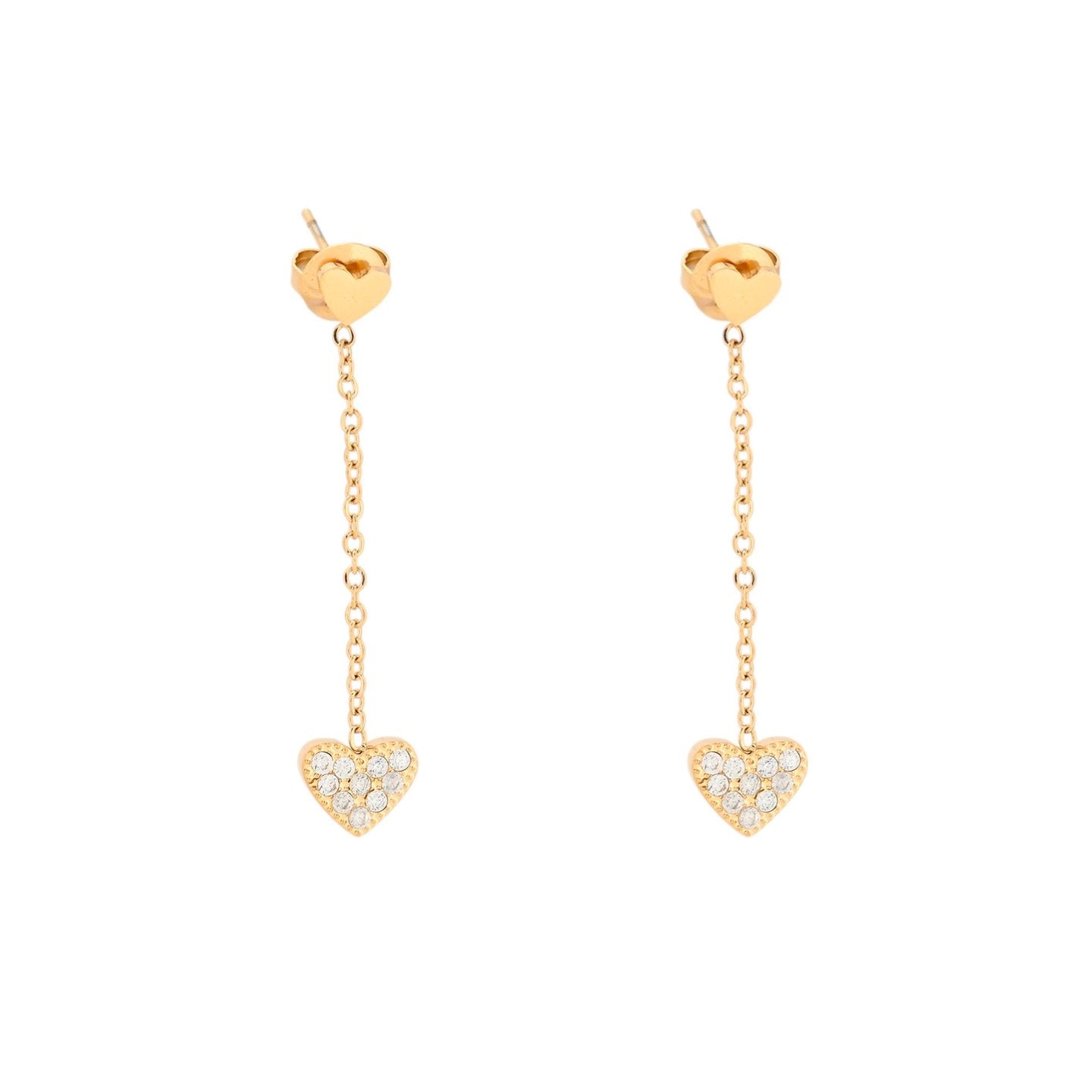 Boucles d'oreilles Alba en acier suspendu cœurs