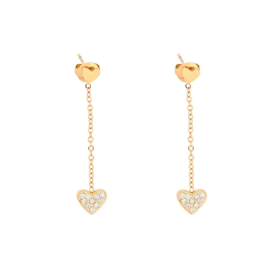 Boucles d'oreilles Alba en acier suspendu cœurs