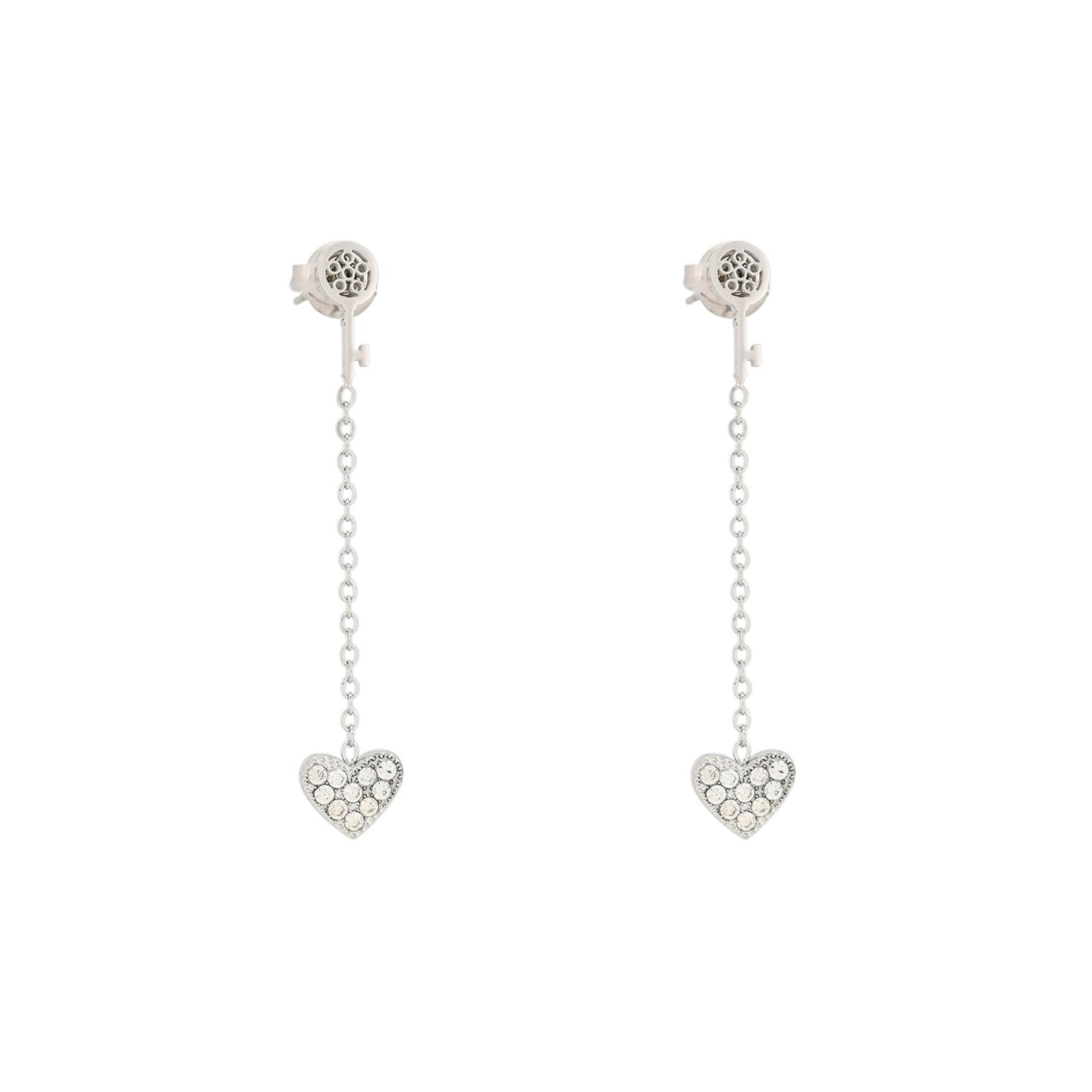 Boucles d'oreilles Alba en acier cœur et clé