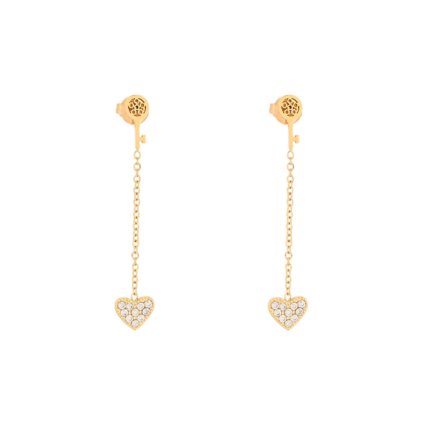 Boucles d'oreilles Alba en acier cœur et clé