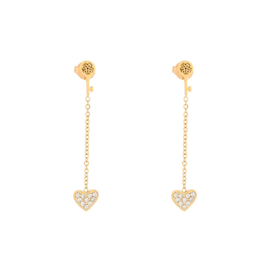 Boucles d'oreilles Alba en acier cœur et clé