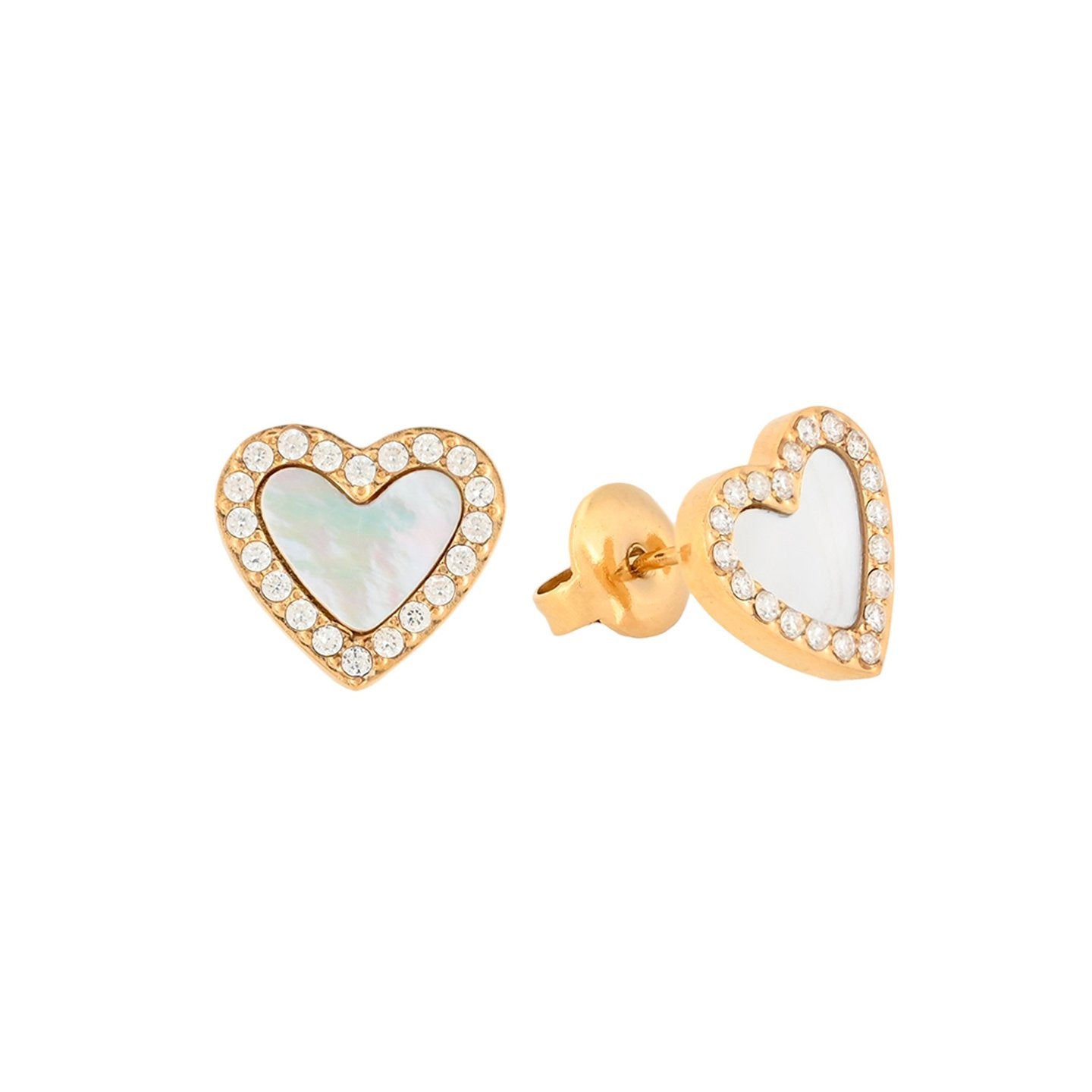 Boucles d'oreilles en acier coeur nacre Alba