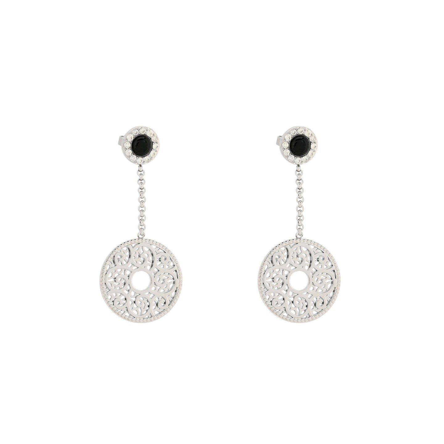 Boucles d'oreilles en acier texture et pierre Alba