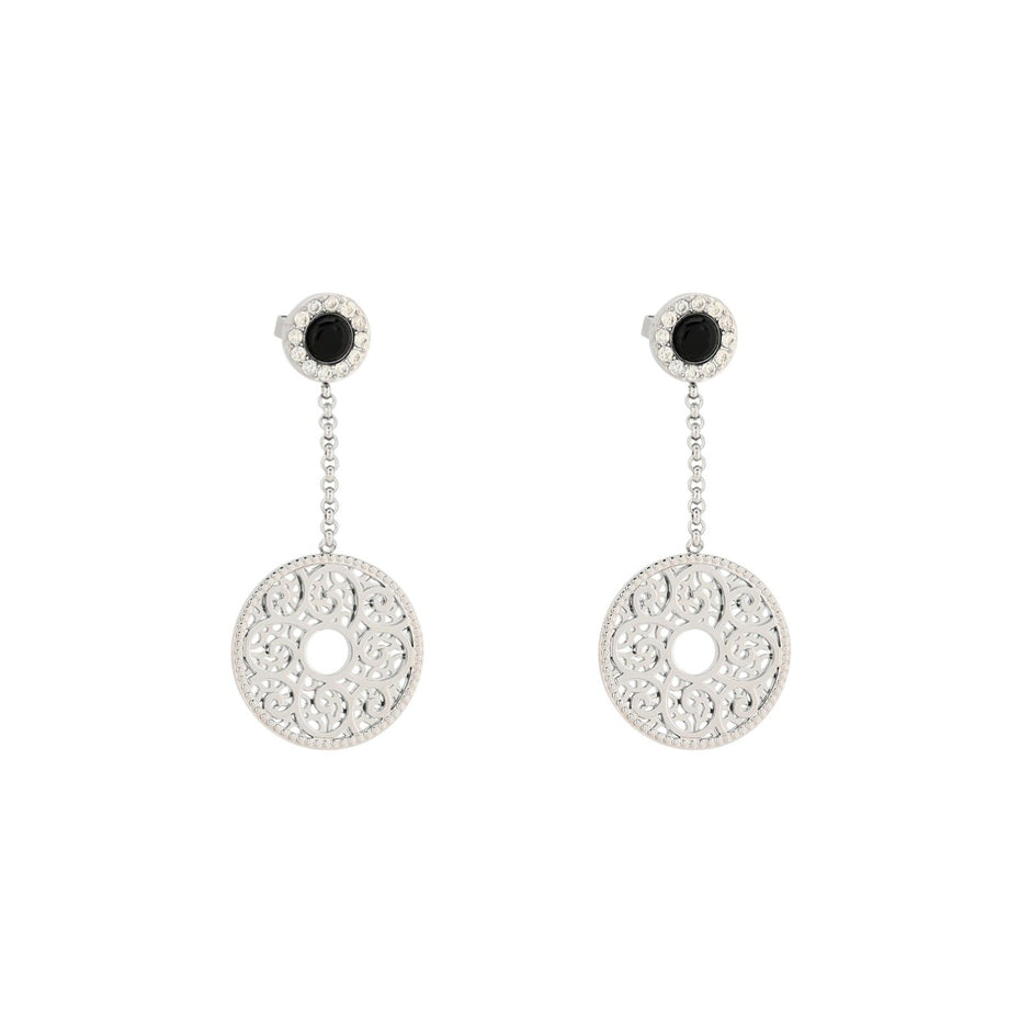 Boucles d'oreilles en acier texture et pierre Alba
