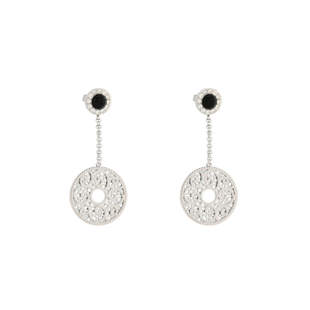 Boucles d'oreilles en acier texture et pierre Alba