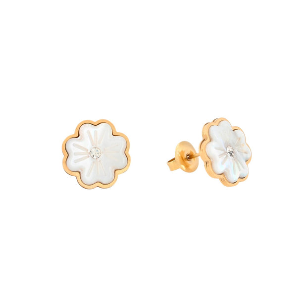 Boucles d'oreilles en acier trèfle brillant Alba