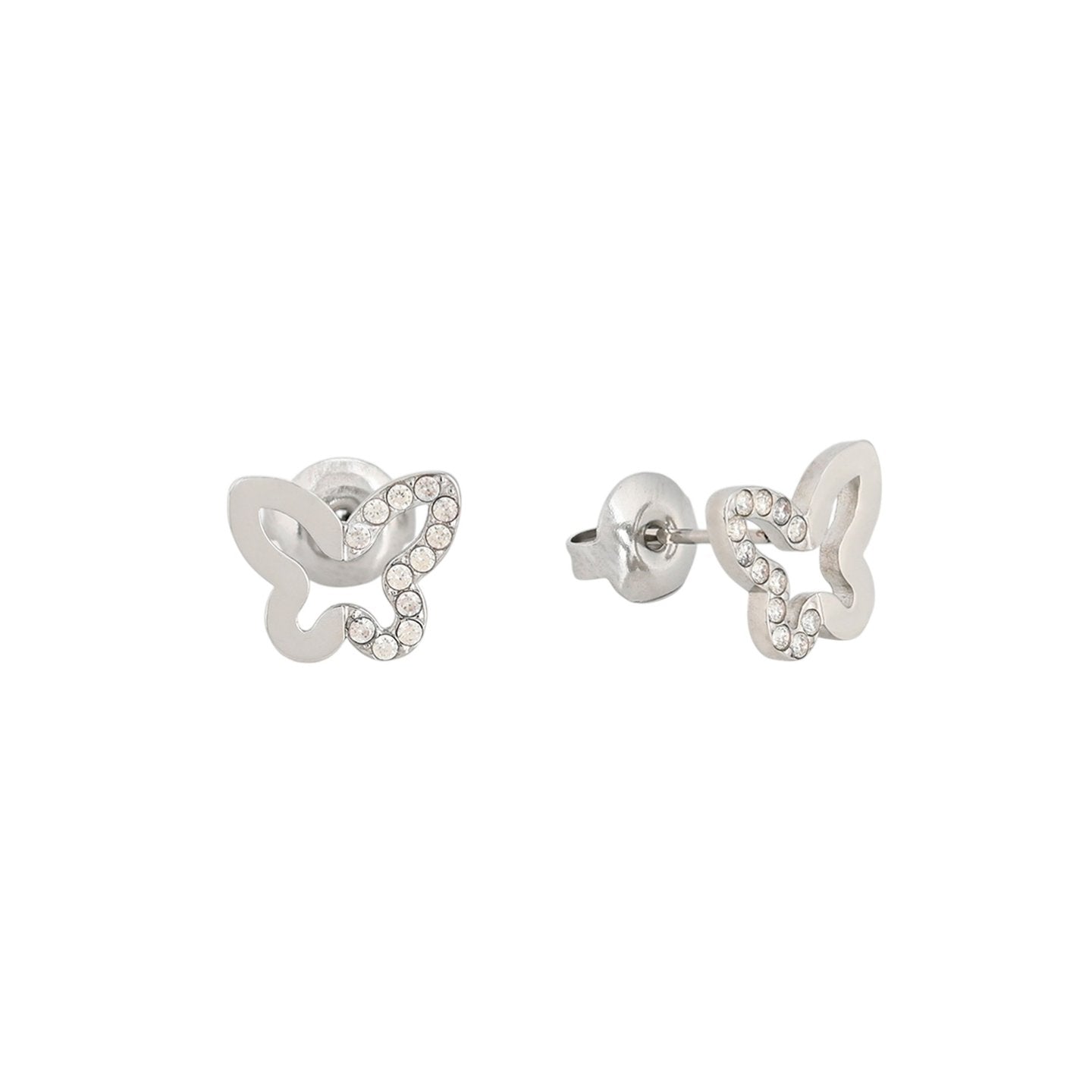 Boucles d'oreilles en acier brillants papillon Alba