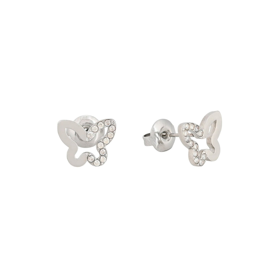 Boucles d'oreilles en acier brillants papillon Alba