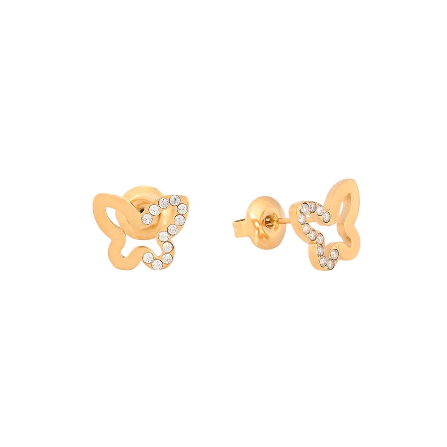 Boucles d'oreilles en acier brillants papillon Alba