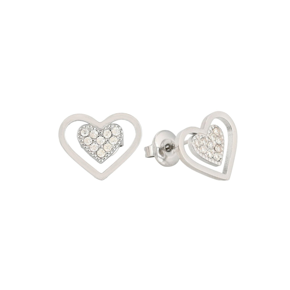 Boucles d'oreilles en acier avec coeur ouvert Alba