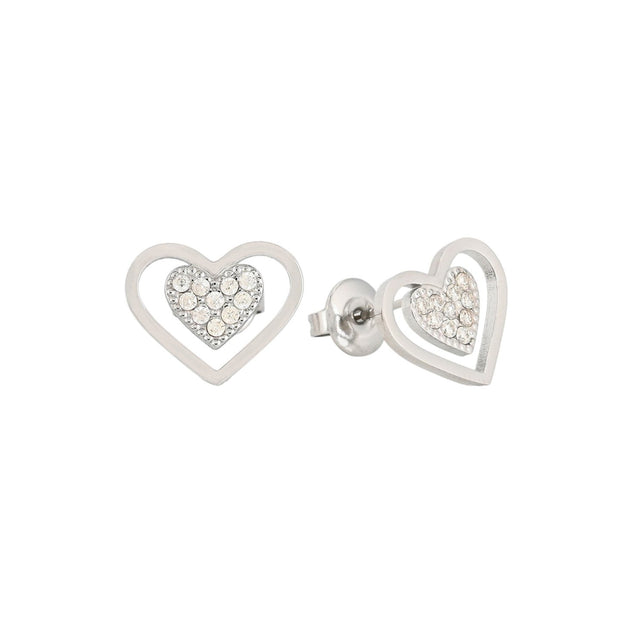 Boucles d'oreilles en acier avec coeur ouvert Alba