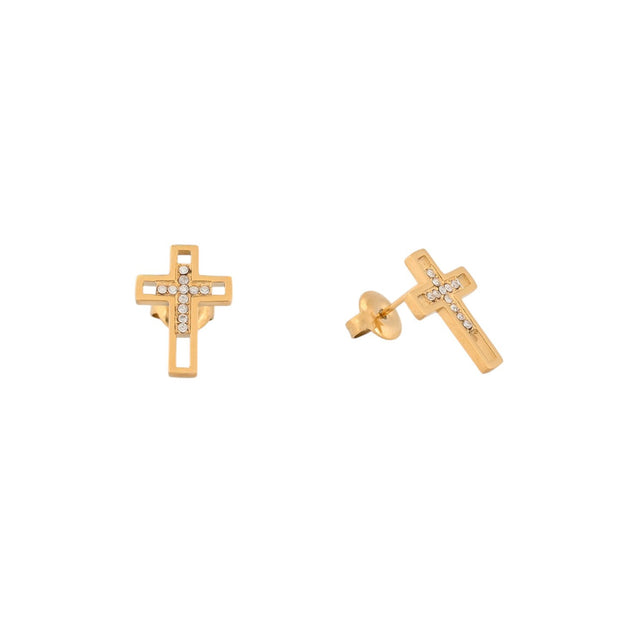 Boucles d'oreilles en acier croix ouvert Alba