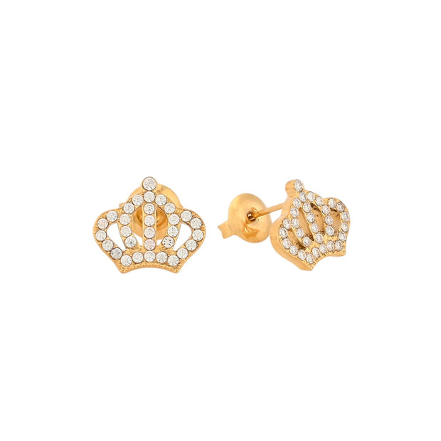 Boucles d'oreilles en acier brillants couronne Alba