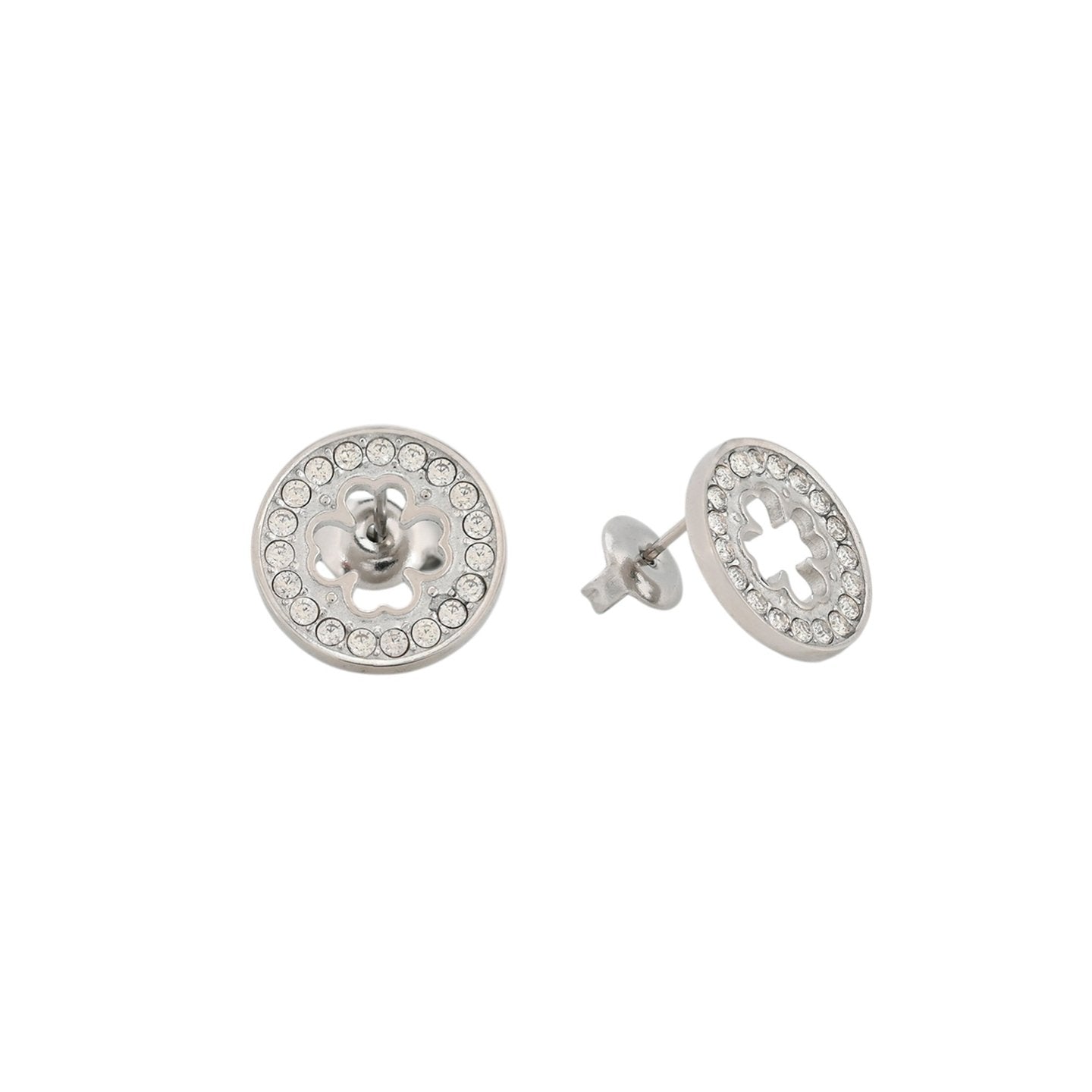 Boucles d'oreilles en acier rond trèfle Alba