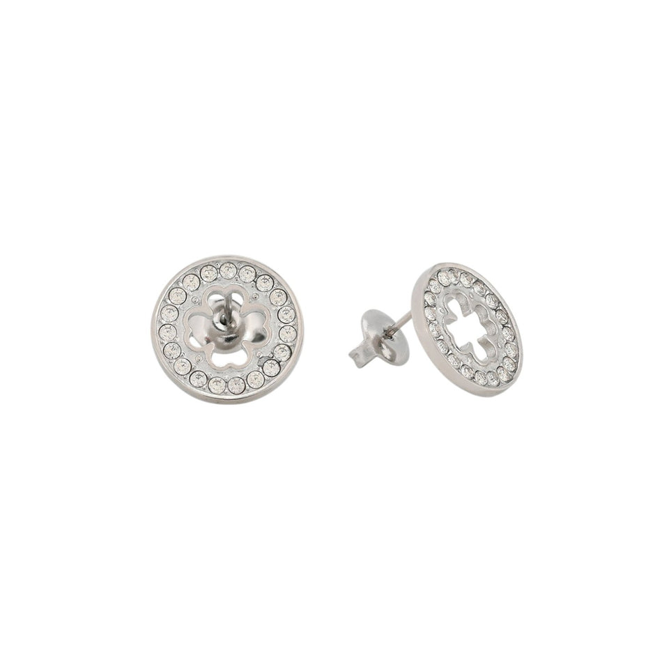 Boucles d'oreilles en acier rond trèfle Alba