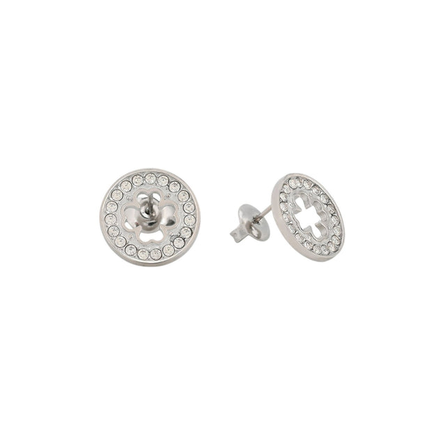 Boucles d'oreilles en acier rond trèfle Alba