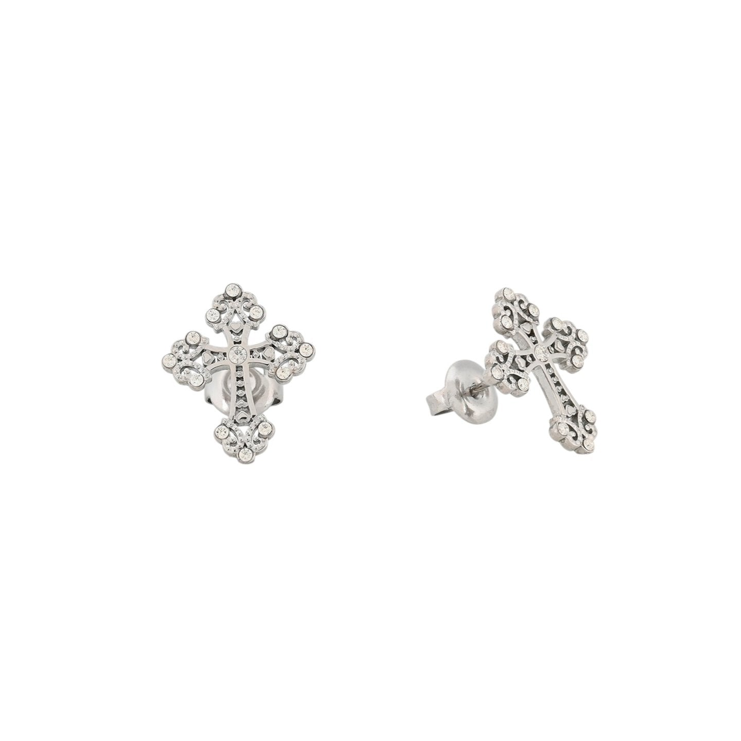 Boucles d'oreilles en acier croix brillants Alba
