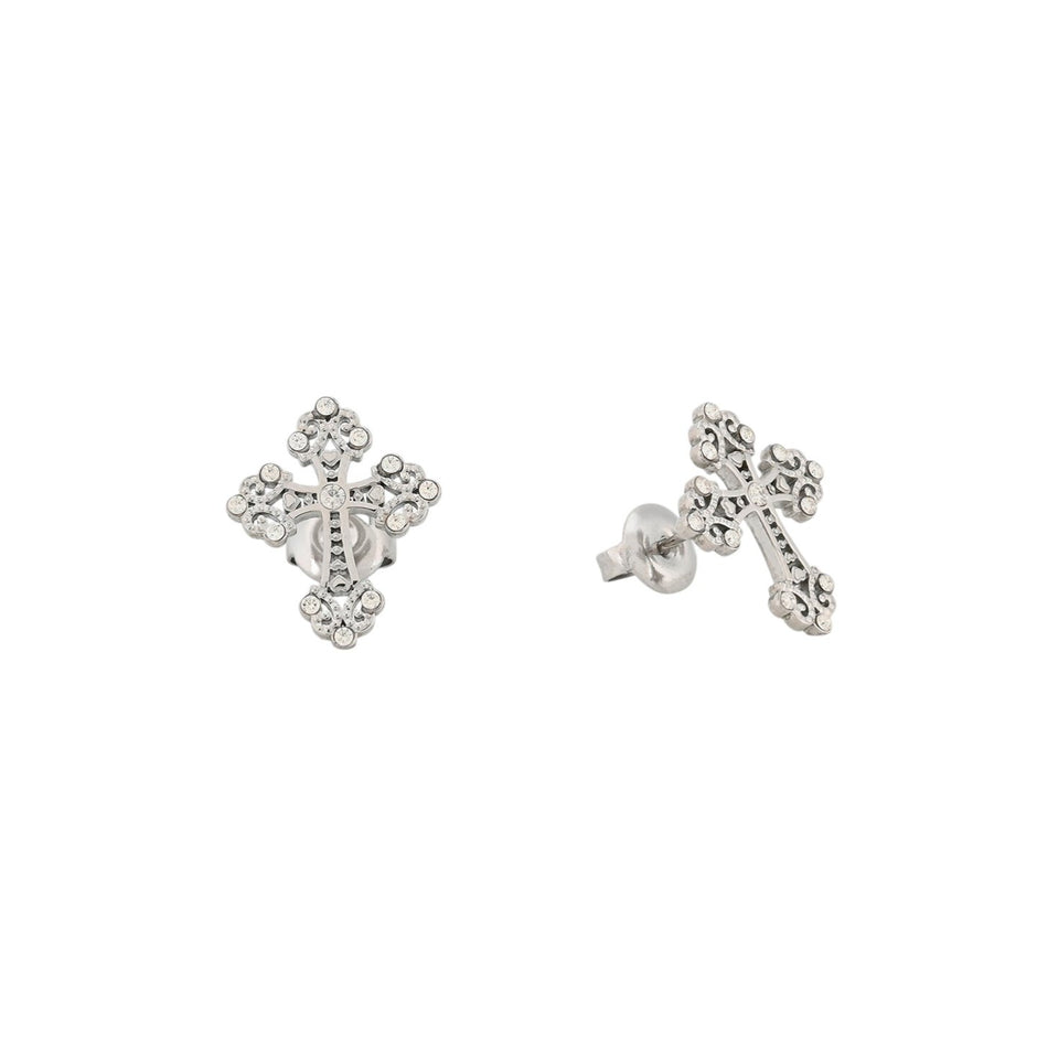 Boucles d'oreilles en acier croix brillants Alba