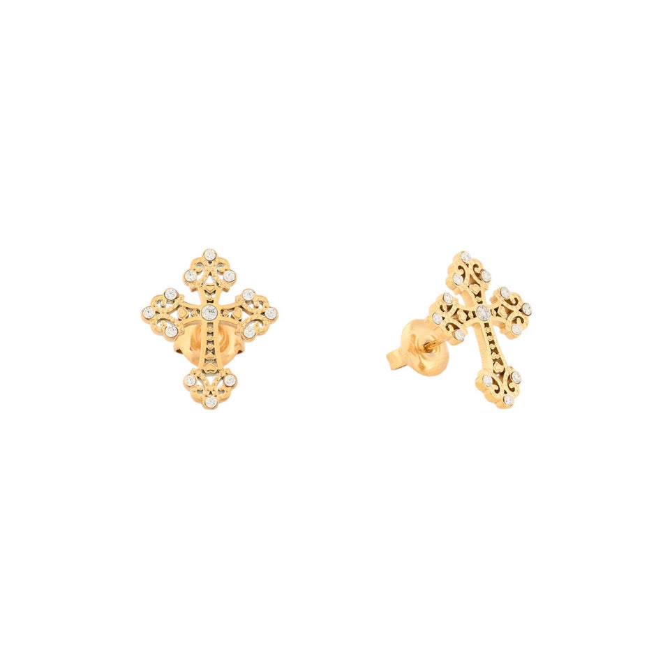 Boucles d'oreilles en acier croix brillants Alba