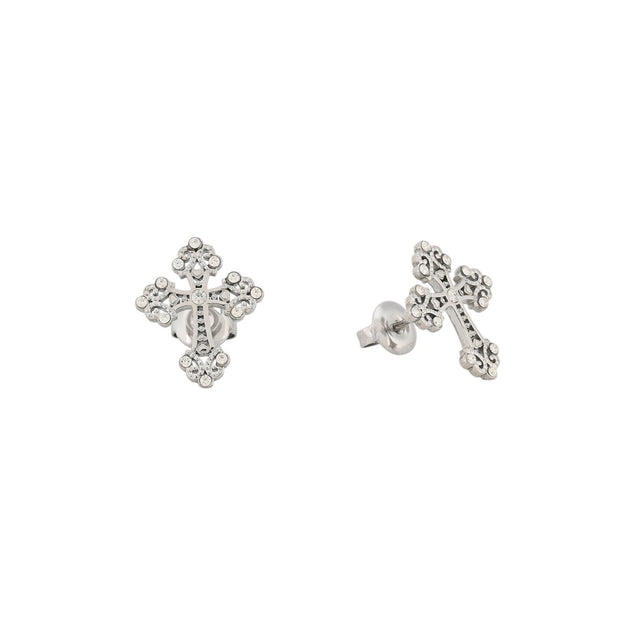 Boucles d'oreilles en acier croix brillants Alba