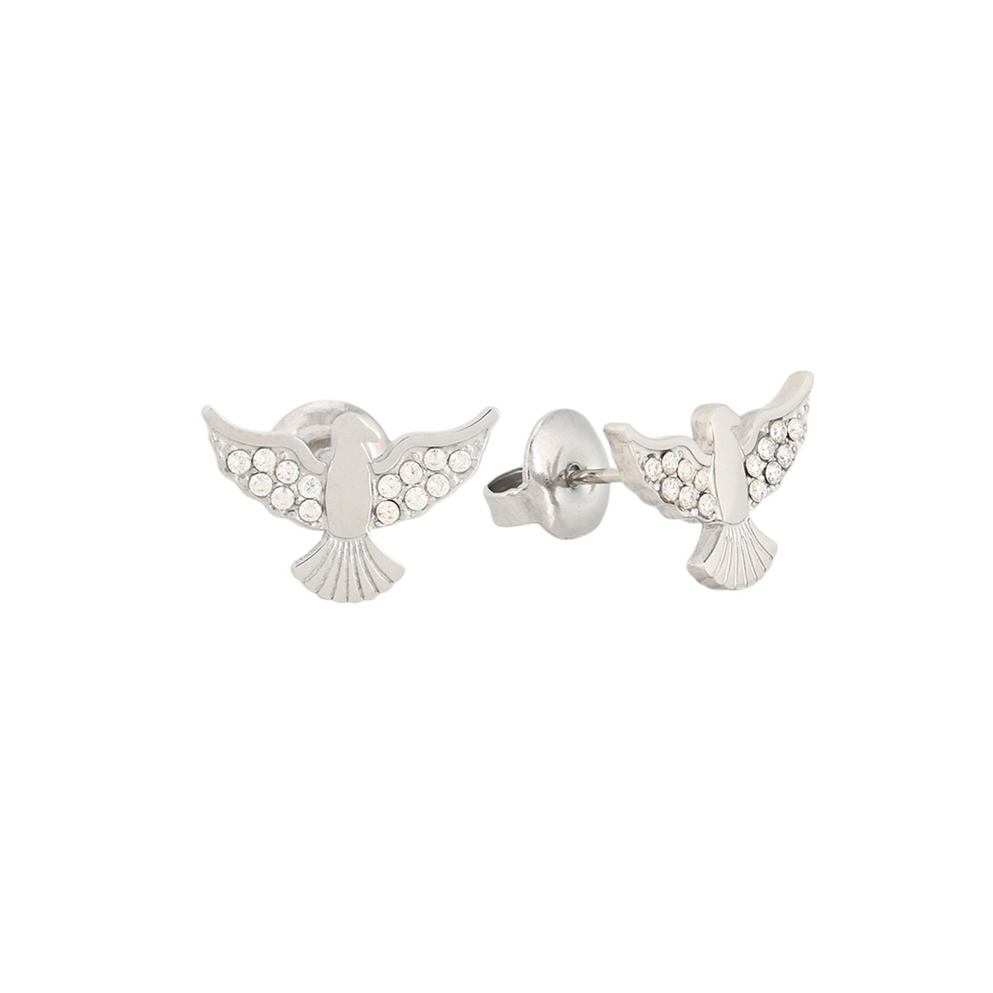 Boucles d'oreilles en acier oiseau brillants Alba