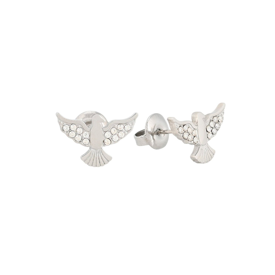 Boucles d'oreilles en acier oiseau brillants Alba