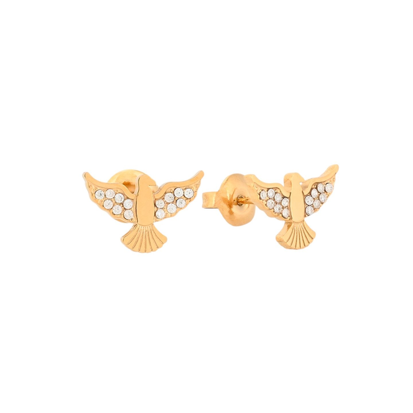 Boucles d'oreilles en acier oiseau brillants Alba