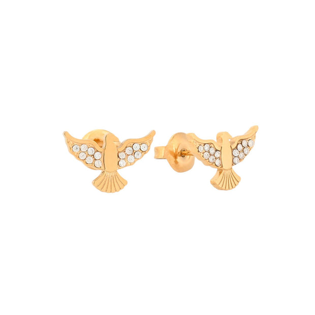 Boucles d'oreilles en acier oiseau brillants Alba