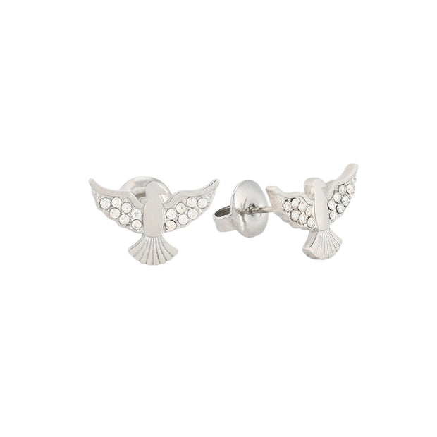Boucles d'oreilles en acier oiseau brillants Alba