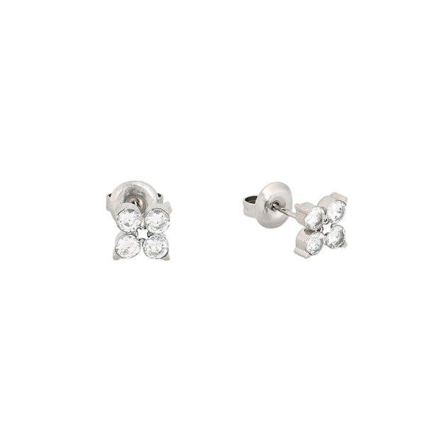 Boucles d'oreilles Alba en acier trèfle petit