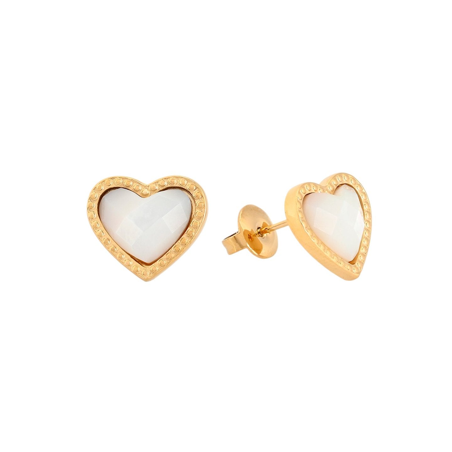 Boucles d'oreilles en acier coeur avec pierre naturelle Alba