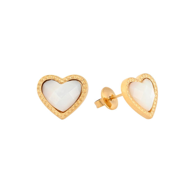 Boucles d'oreilles en acier coeur avec pierre naturelle Alba