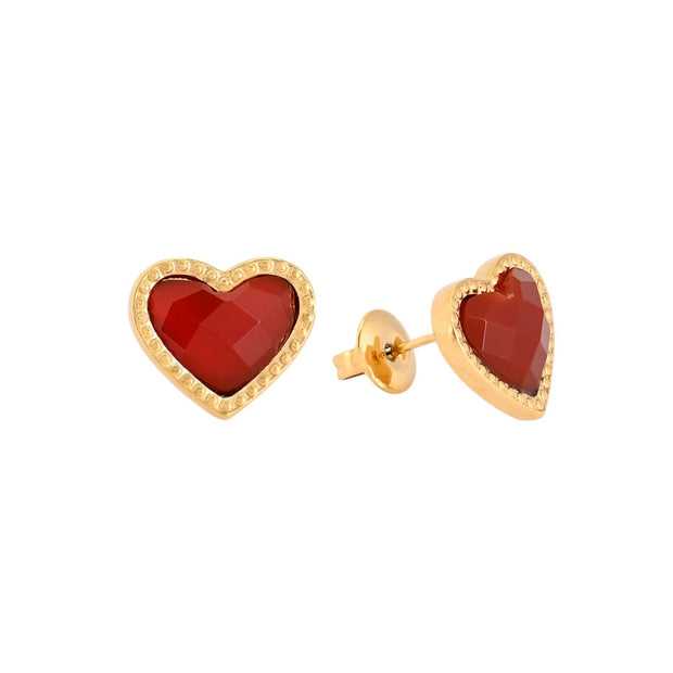 Boucles d'oreilles en acier coeur avec pierre naturelle Alba