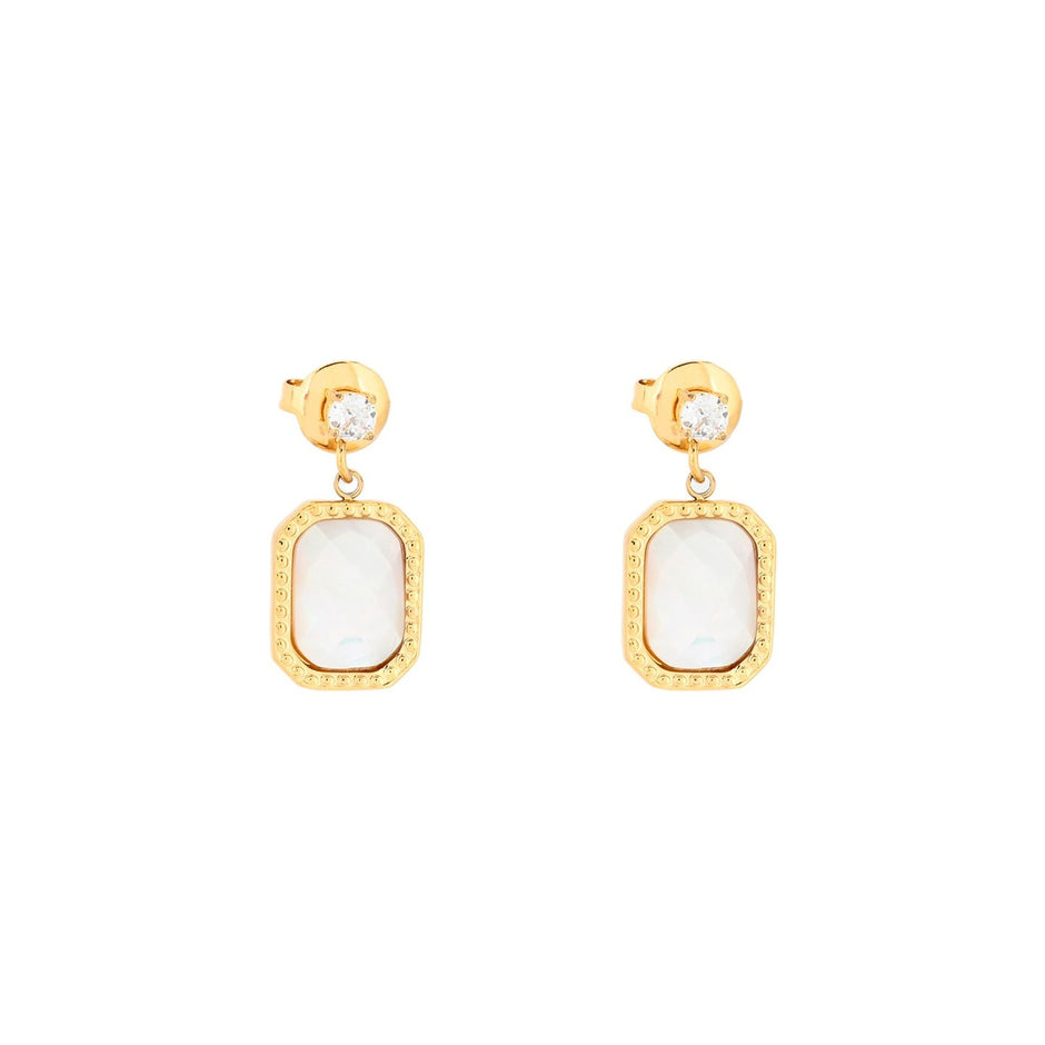 Boucles d'oreilles pendantes en acier rectangulaire Alba