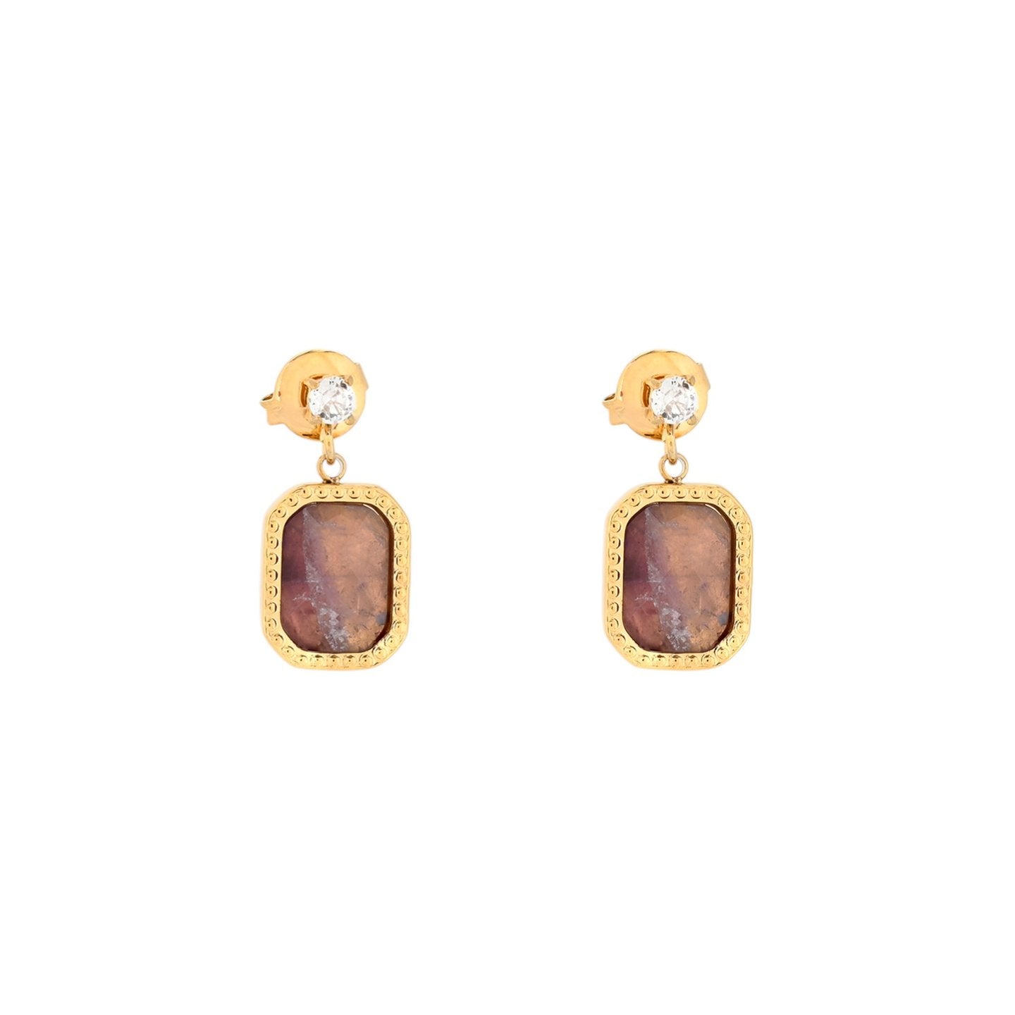 Boucles d'oreilles pendantes en acier rectangulaire Alba