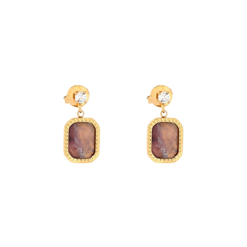 Boucles d'oreilles pendantes en acier rectangulaire Alba