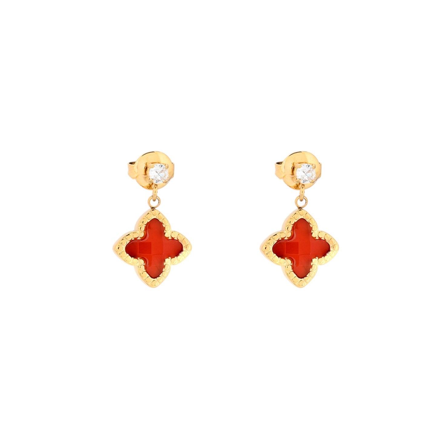 Boucles d\'oreilles pendantes en acier forme de fleur