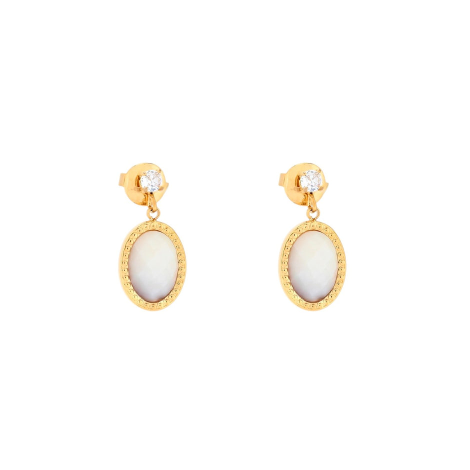 Boucles d'oreilles pendantes en acier ovale Alba