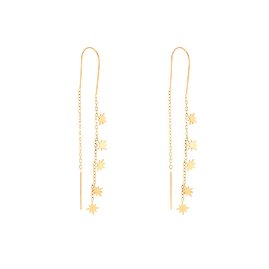 Boucles d'oreilles Alba en acier long étoiles