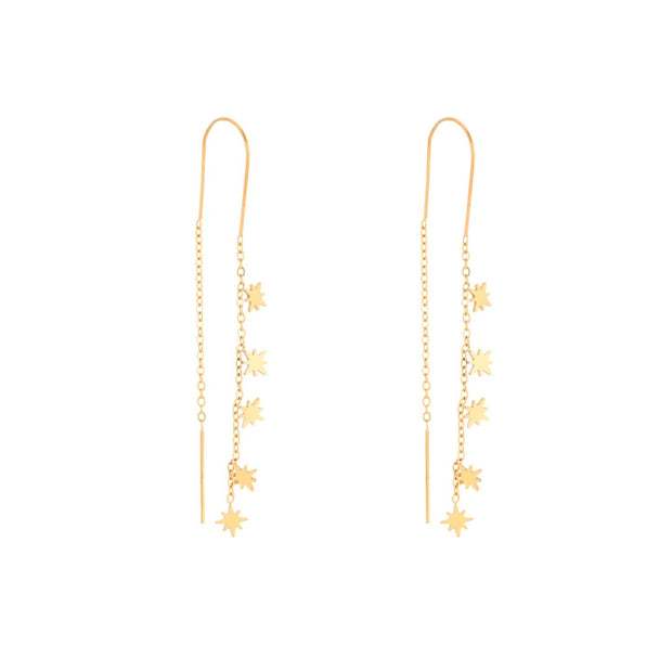 Boucles d'oreilles Alba en acier long étoiles