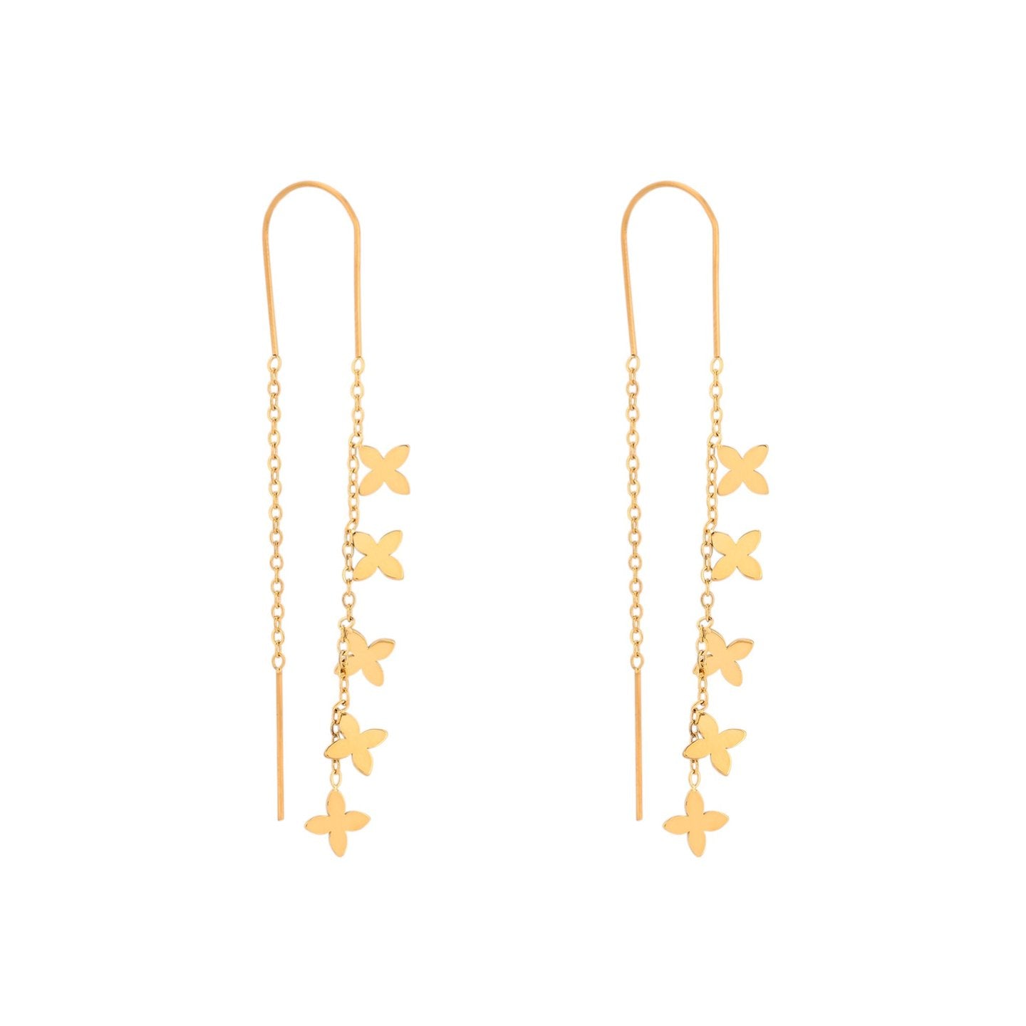 Boucles d'oreilles Alba en acier long trèfles