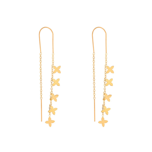 Boucles d'oreilles Alba en acier long trèfles