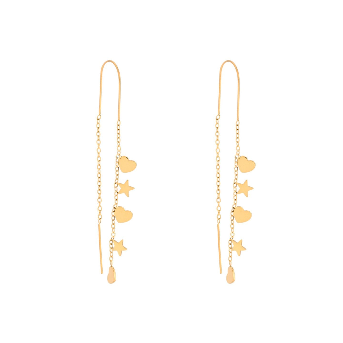 Boucles d'oreilles Alba en acier long coeur