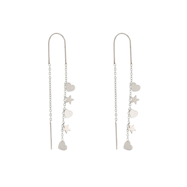 Boucles d'oreilles Alba en acier long coeur