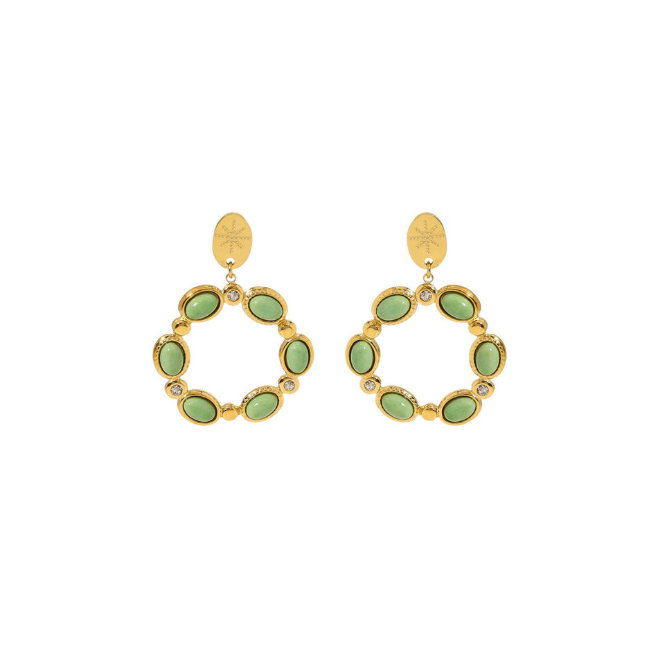 Boucles d'oreilles Esmée en acier pierre ovale