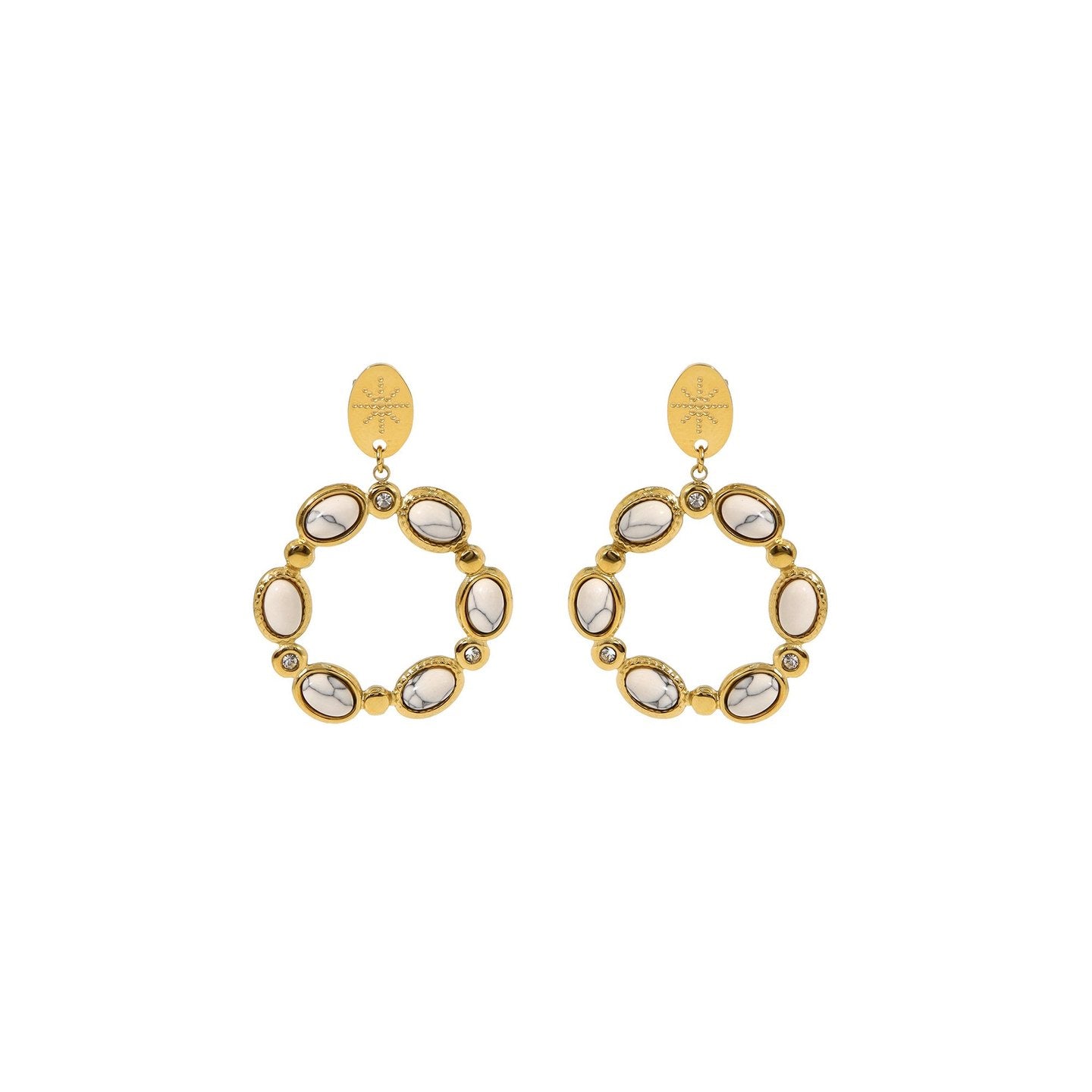 Boucles d'oreilles Esmée en acier pierre ovale