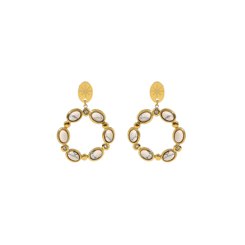 Boucles d'oreilles Esmée en acier pierre ovale