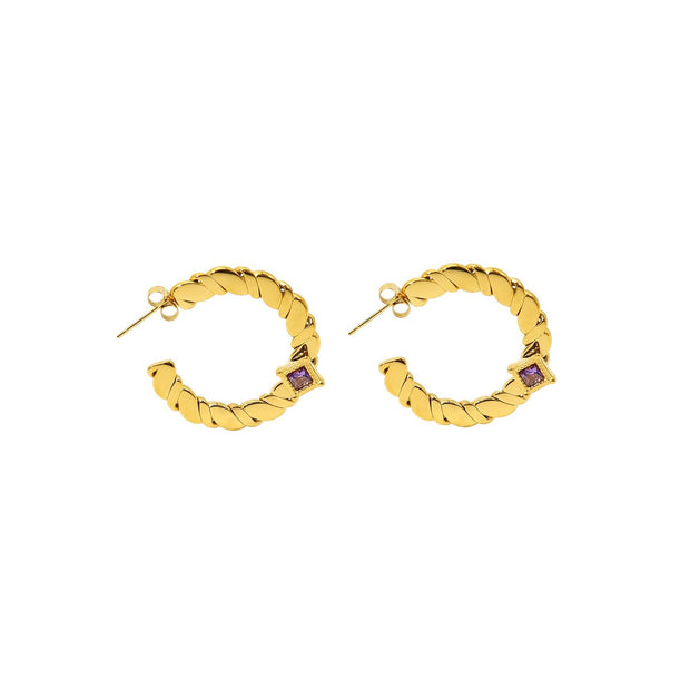 Anneaux Esmée en acier entrelacé violet