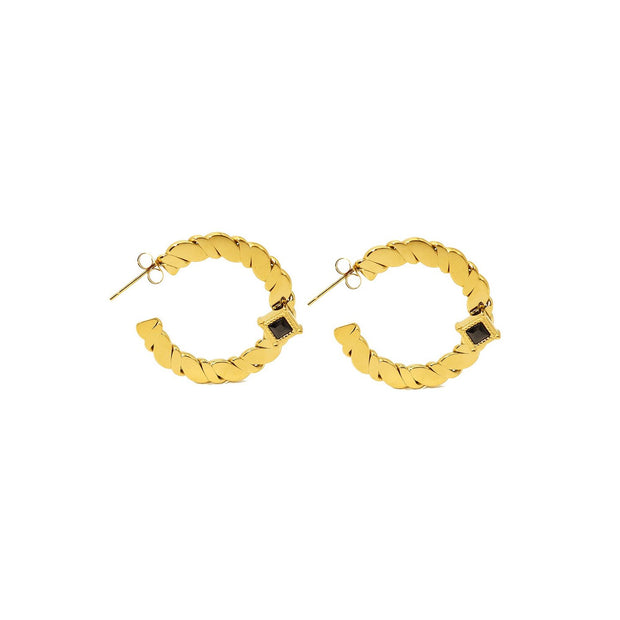 Anneaux Esmée en acier entrelacé noir